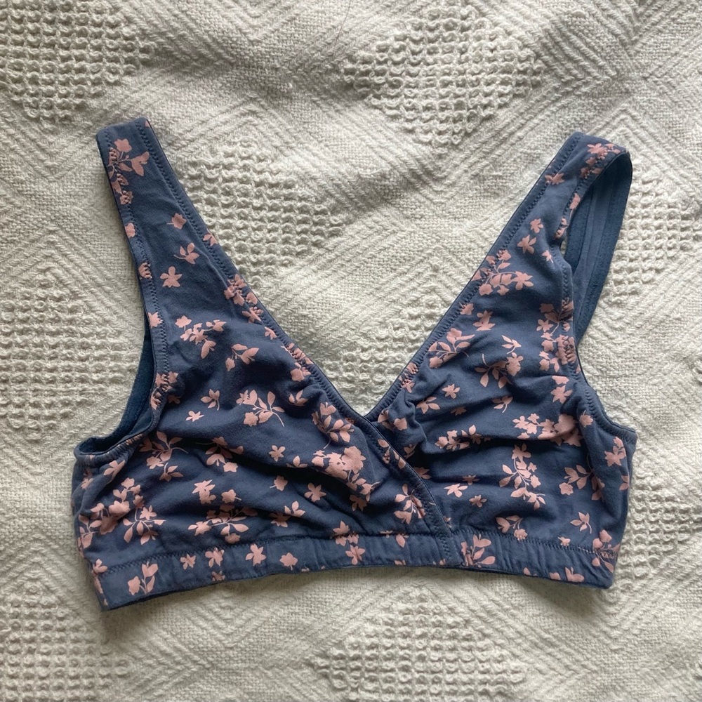 Motherhood Floral Blue and Pink Women's Nursing Bralette Size Medium
